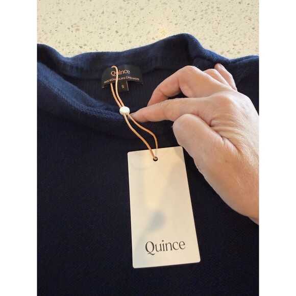 Quince Navy Mongolian Cashmere Funnel Neck Pullover Sweater Women's S - Picture 2 of 5